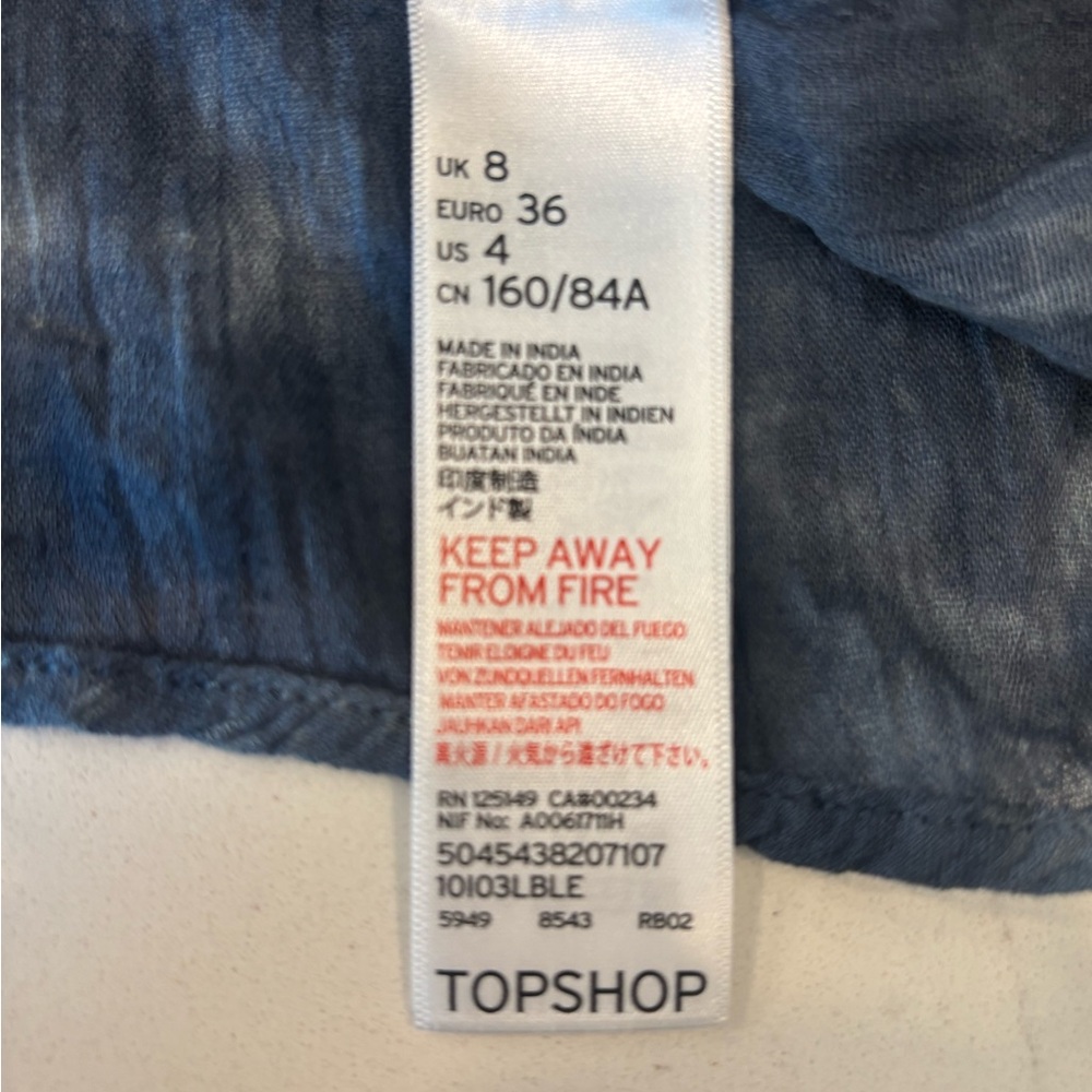 Topshop Tie-Dye Mini Dress Size 4 NWT | Boho Lace Ruffle Adjustable Straps - Picture 6 of 8